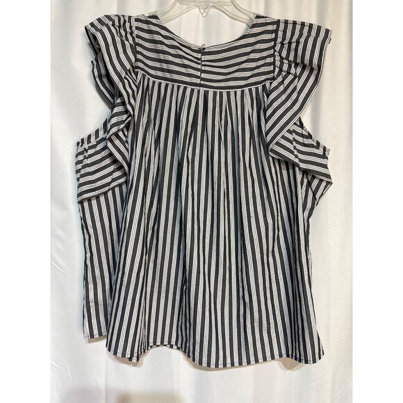 Black & White Striped Ruffle Sleeve Blouse XXL Who What Wear - Picture 5 of 6